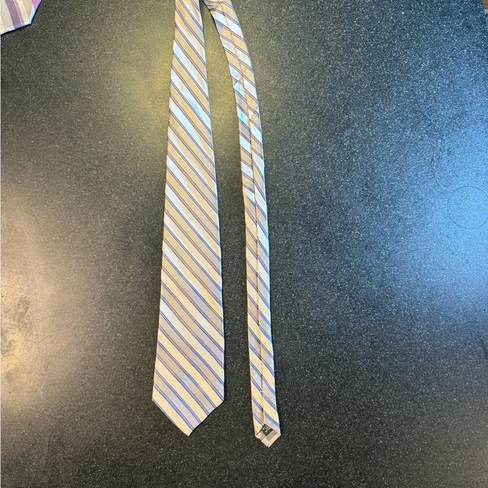 100% Silk Striped Purple and White Men's Tie